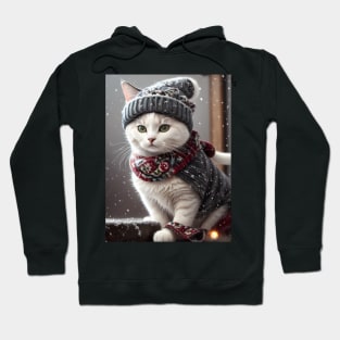 Christmas Cat - Modern Digital Art Hoodie